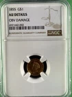 1855 Indian Princess, Small Head, Gold Dollar - NGC AU Details