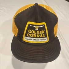 Vintage Golden Corral Truckers Hat Brown and Yellow Louisville KY