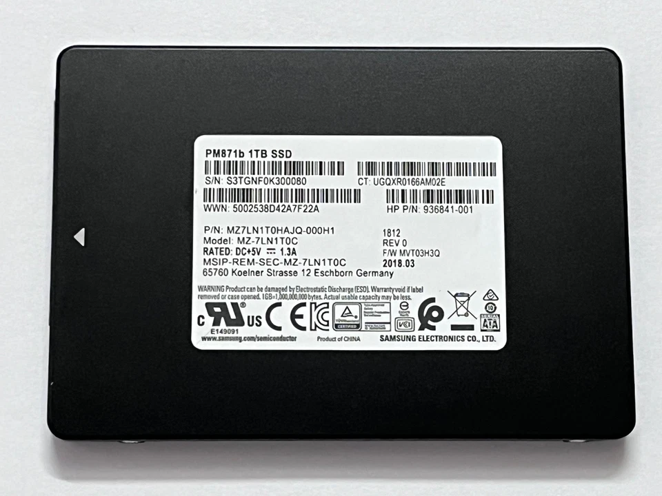 Samsung PM871b MZ-7LN1T0C 1TB SATA 2.5" SSD 6.0Gbps For HP Laptop P/N:936841-001 - Image 4 of 4