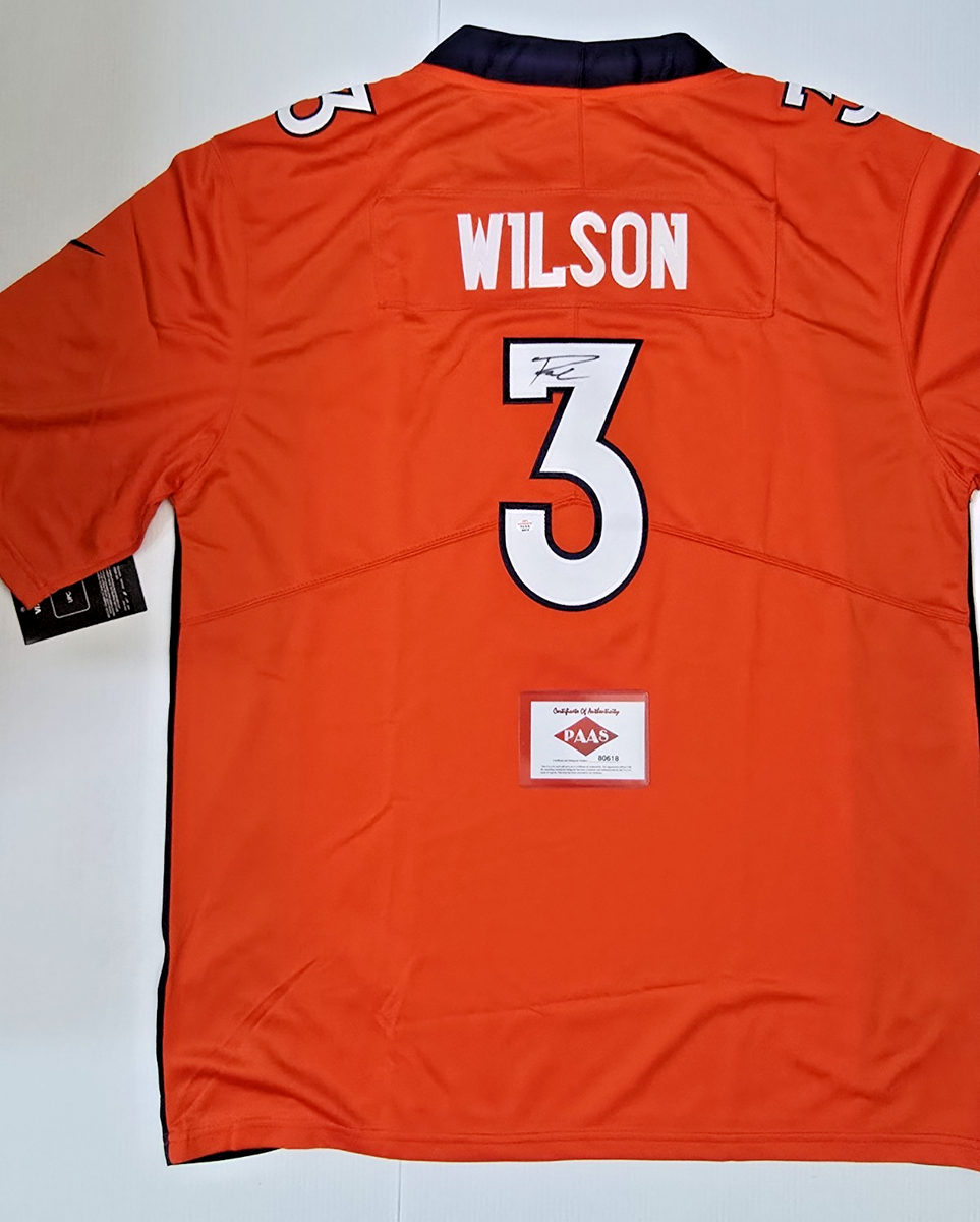Broncos Russell Wilson #3 signed Nike NFL sewn autographed