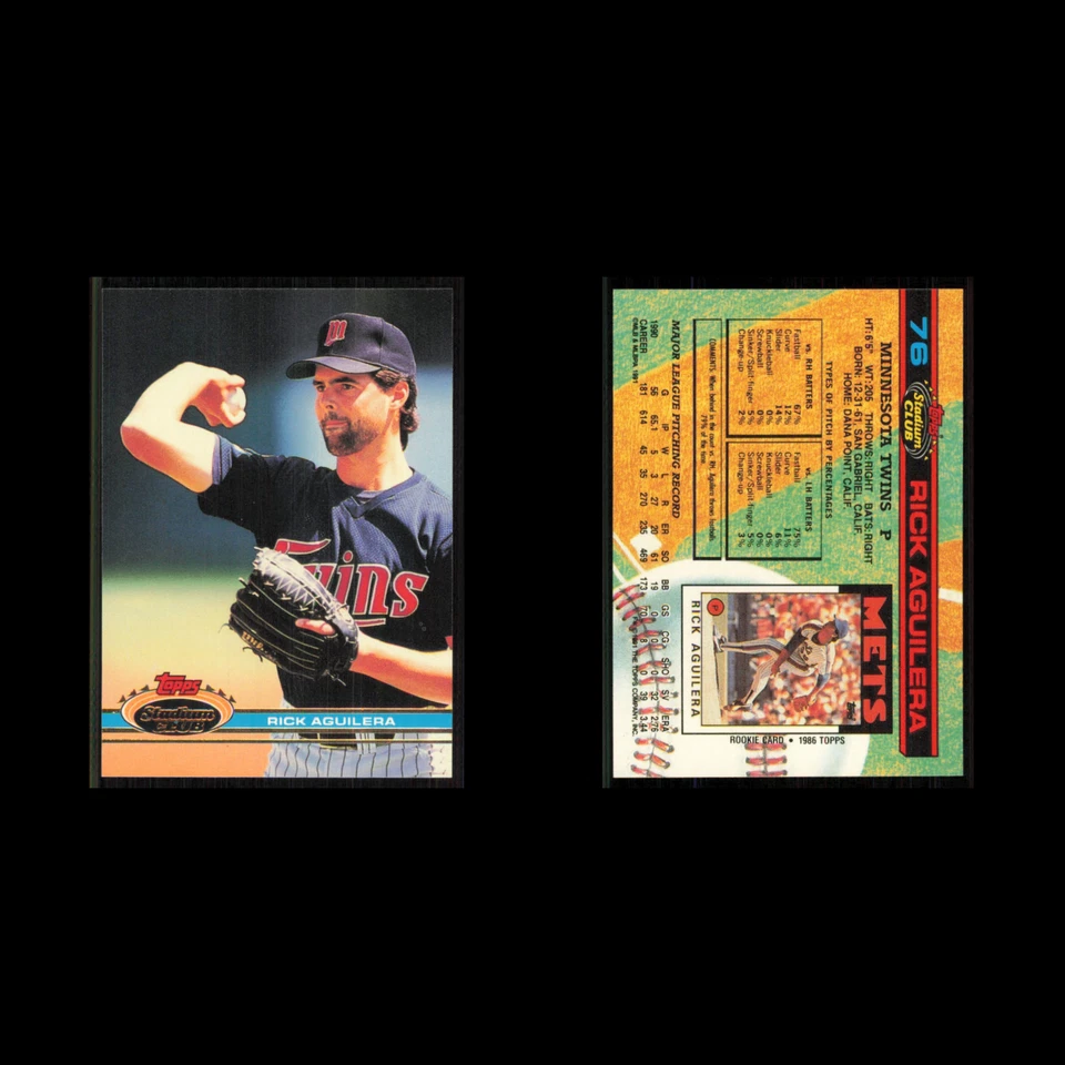 Rick Aguilera #76 1991 Topps Stadium Club Minnesota Twins Baseball Card MLB NM - Image 3 of 3