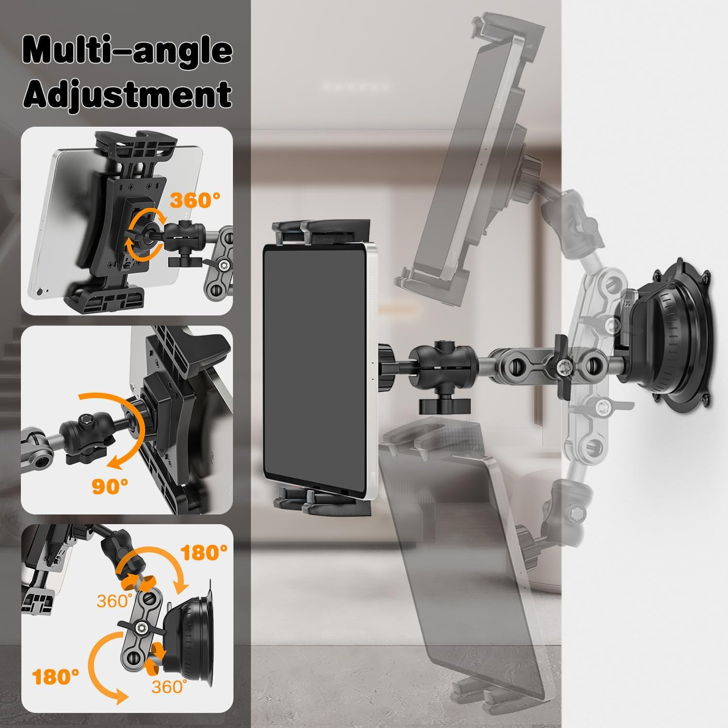 Tablet Mount for Car/Truck Heavy Duty, 360° Adjustable Tablet Stand Wall Mount H