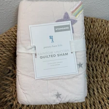 POTTERY BARN KIDS RAINBOW UNICORN QUILTED PILLOW SHAM (1) STANDARD ~ PINK