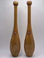 2 Vintage Narragansett Machine Co. Providence RI Wood Juggling Pins 1 Pound Each