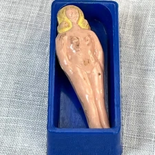 Vintage 1960's Novelty Toy Blonde in a Bathtub Magnetic Figure in 2" Blue Case