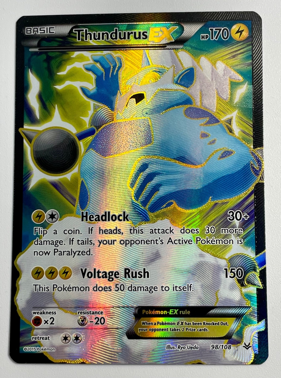 Thundurus EX - 98/108 - Pokemon Roaring Skies XY Full Art Ultra Rare Card