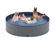 Foldable Dog Swimming Pool 72 x 12 Inches 3XL Gray Niubya Portable Collapsible