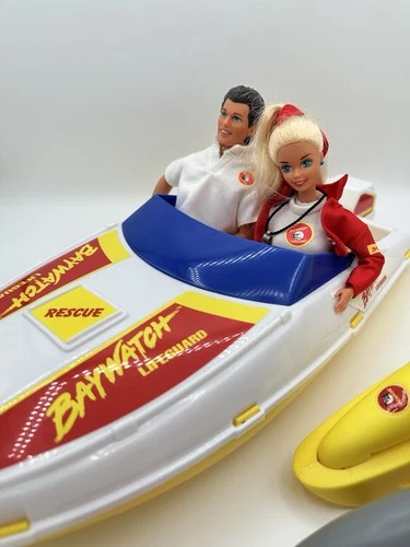 VTG Barbie Baywatch Lot - Barbie, Ken, Boat, Yamaha Jet Ski, Dolphin, Etc