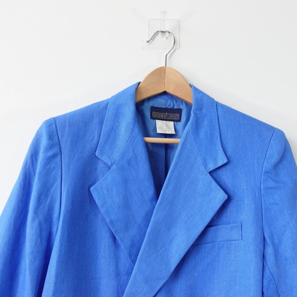 Vestido Blazer Mujer Lino 6 S Azul Doble Pecho Claro Cóctel HERMAN SPIRIT Foto 2 de 4