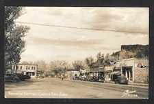 RPPC POSTCARD - Castle Rock Colorado Downtown Street Scene Sanborn c1940s