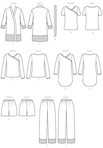 McCall 7297 Sz 8-24 Pajama Top Pants - Robe - Sleep Dress Gown Nightgown Pattern - Picture 5 of 6