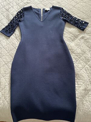milly navy blue dress Haddy Pleated Midi Dress in Navy