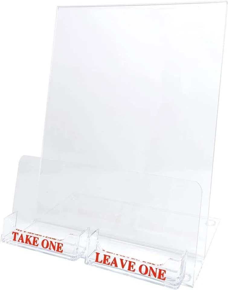 Clear Acrylic Brochure Holder with Take One and Leave One Business Card Pockets - Image 3 of 4