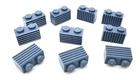 Lot of 10 LEGO Brick 1x2 Modified with Grid Flute, 2877, Light Blue Sand Blue