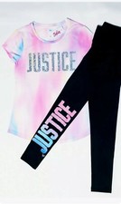JUSTICE GIRLS GLITTER LOGO SHIRT  LEGGINGS 2 PIECE SET SIZE 10 NWT