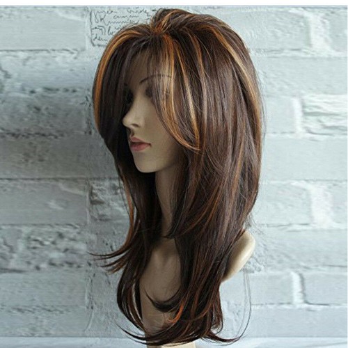 Ladies Long Mix Brown Straight Wigs 2025 Hair Human Wig Wigs Long Hair wig - Picture 5 of 6