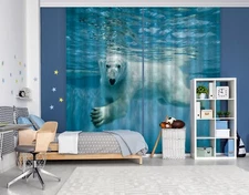 3D Polar Bear ZHUA4368 Animal Photo Curtain Window Blockout Fabric Amy 2023