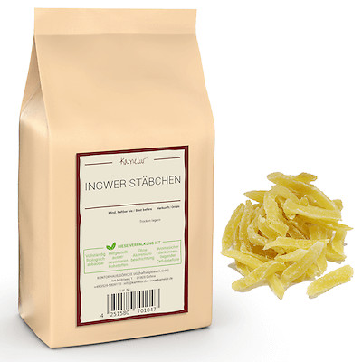 (15,90 EUR/kg) 1 kg palitos de jengibre confitados y sin azufre palitos de jengibre suaves