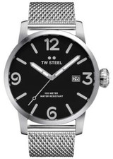 TW Steel Maverick Stainless Steel Black Dial Date Quartz Mens Watch MB12