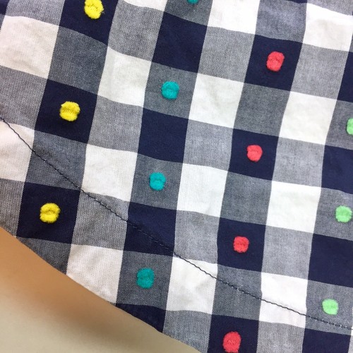 Hanna Andersson Blue Gingham Check Rainbow Dotted Racerback Dress Cotton Sz 140 - Picture 11 of 11
