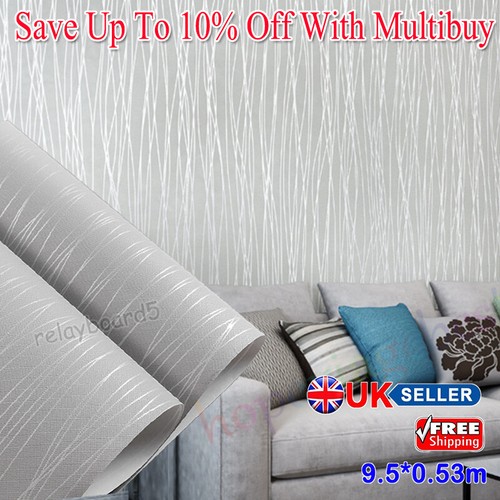 10m Embossed Plain Glitter Textured Wallpaper Silver Grey Thick.Heavy Cover Roll eBay