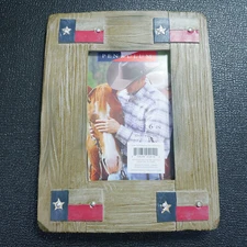 Lot of 6 Smart Art Resin Texas Lone Star Strapping Standing 4x6 Picture Frames