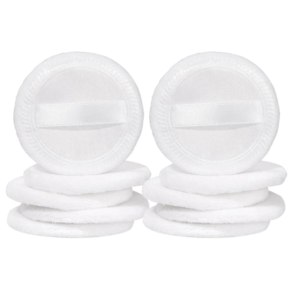 MARKENLOS 10x Puderquaste Powder Puff Cotton Makeup Puff Round Compact Pads Washable 60mm