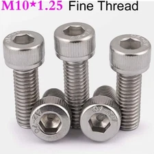 M10 x 1.25 Fine Thread Stainless Steel Socket Head Cap Screws Allen Hex Bolts