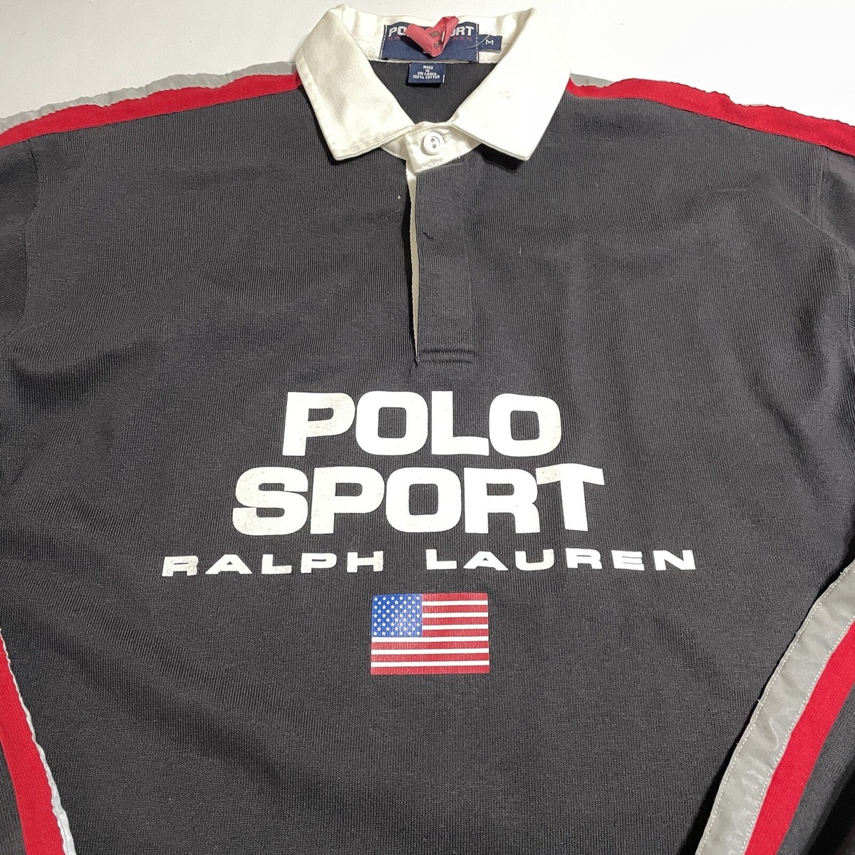 Vtg 90s Polo Ralph Lauren Rubber Button Rugby Polo Mens M Vtg 90s Polo Ralph Lauren Rubber Button Rugby Polo Mens M