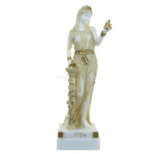 Statue Ancient Greek Goddess Hestia Alabaster 9" - 23cm Cast Marble Mythology