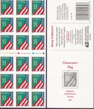 Classroom Flag 33 cent US stamp 3283 pane 18 USPS 1999 Chalkboard Teacher School