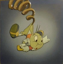 🟠 Disney Pinocchio 1940 Jiminy Cricket Courvoisier Original production cel hand
