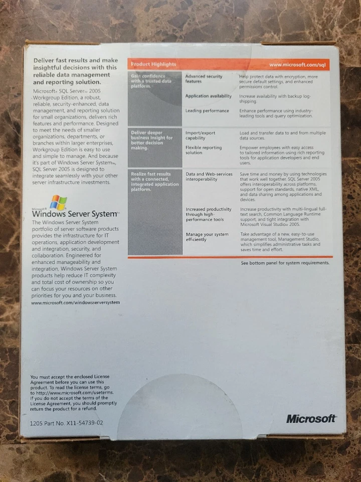 NEW SEALED Microsoft SQL Server 2005 Workgroup Edition RETAIL 5 CAL - Image 2 of 3
