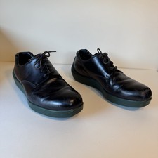 Vintage 90s Y2K Prada Black Leather Derby Shoes 6.5 M / 8.5 W Green Thick Sole