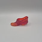 Vintage Fenton Amberina Daisy & Button Glass Shoe / Slipper