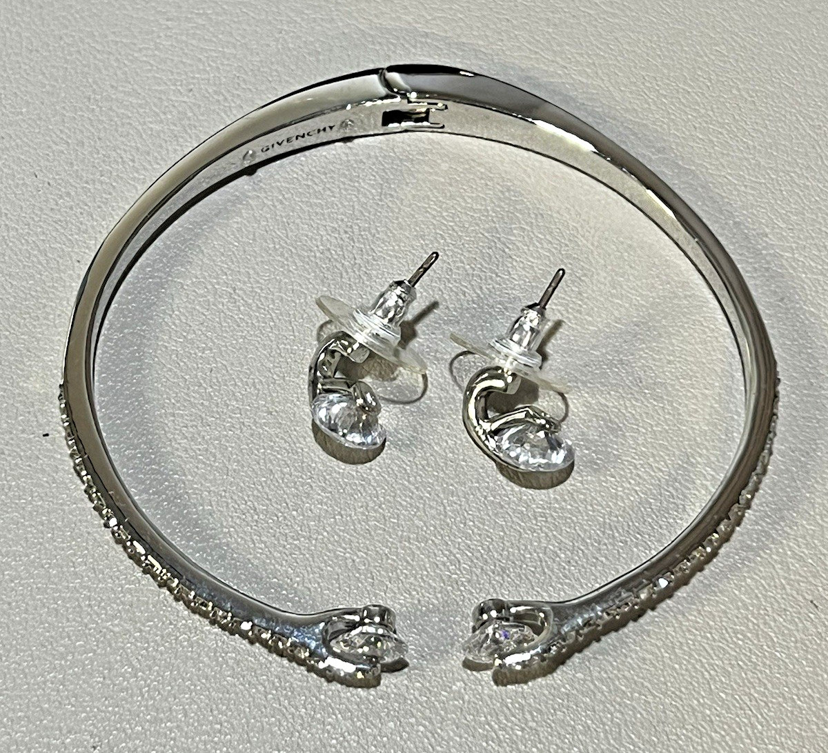 Givenchy Floating Crystal Hinged Cuff Bracelet Si… - image 3