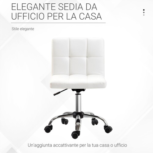 HOMCOM Sedia Poltrona Ufficio Ergonomica e Girevole in Pelle Bianca - Foto 6 di 10