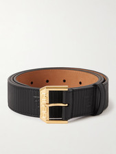 Fendi Textured Black Leather Italian Made Belt EU85
