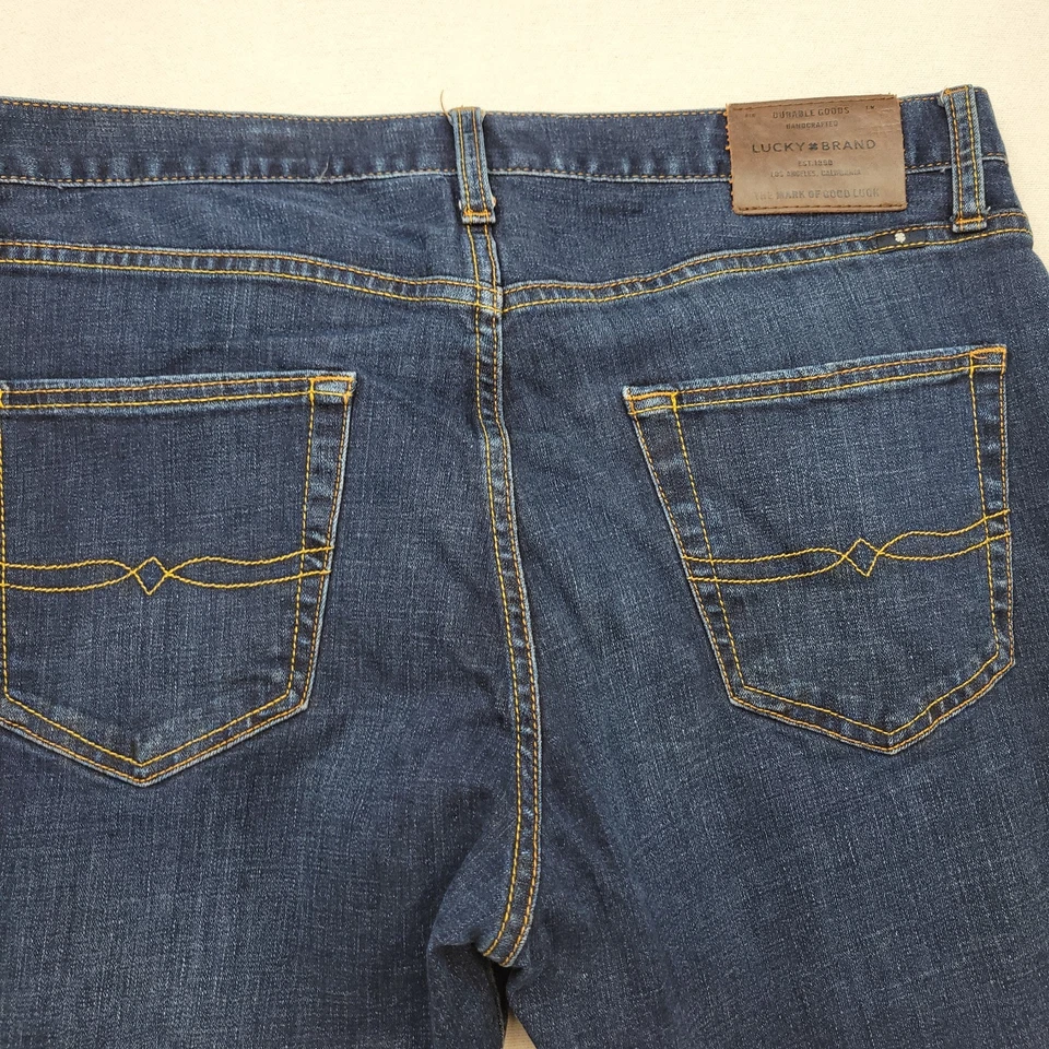 Pantalones de mezclilla Lucky Brand para hombre 34x32 azul 410 atléticos ajustados rectos lavado oscuro Foto 4 de 4