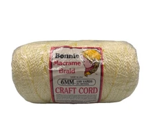 VTG NOS Pepperell Bonnie Macrame Braid Polypropylene Ivory Craft Cord 6 MM-100Y