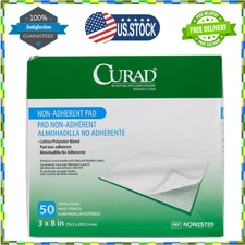 Curad Sterile Non-Adherent Pad, 3x8 Pack of 50