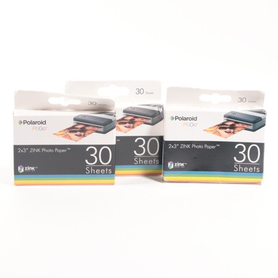 Polaroid PoGo 2x3'' Zink Photo Paper 30 Sheets Lot of 3 (90 Total)