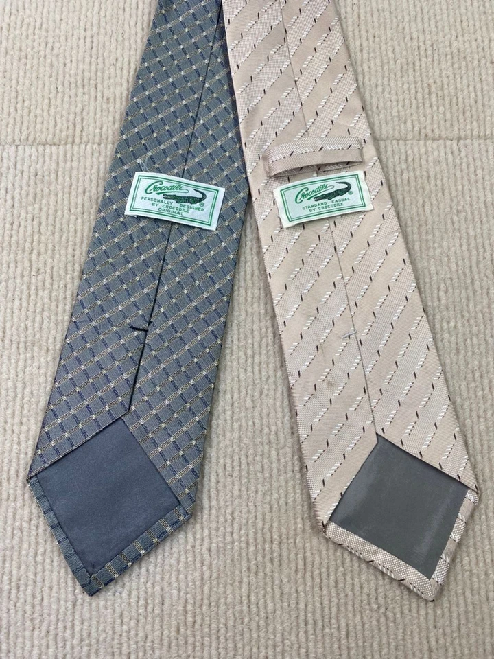 LOTE DE 2 CORBATAS MARCA COCODRILO CORBATA DE LUJO VINTAGE MULTICOLOR PATRÓN MÚLTIPLE Foto 4 de 4