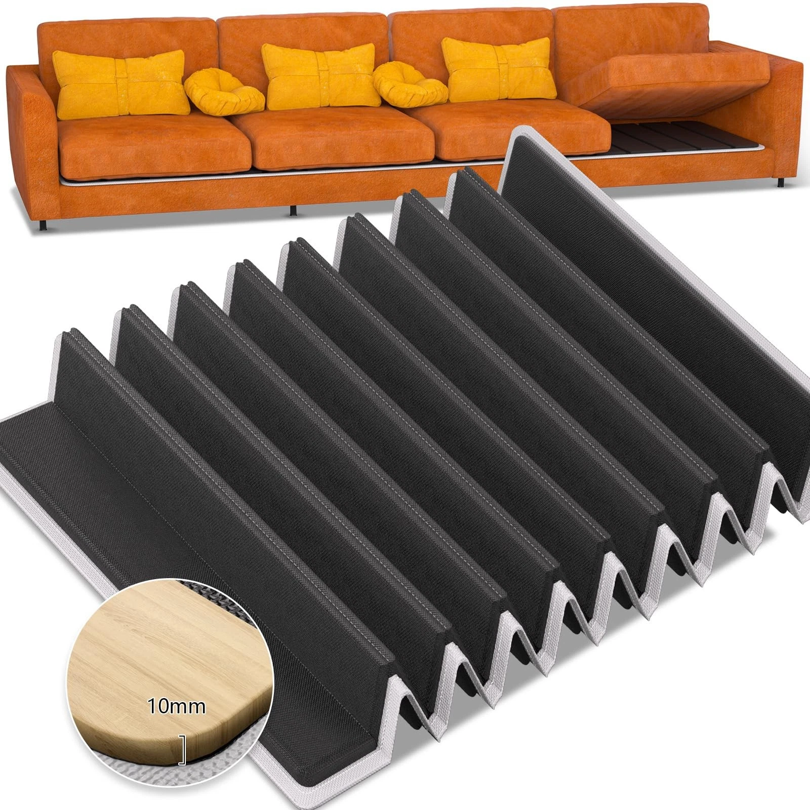 VERONLY Wooden Sofa Support Boards for Sagging Seat - 205x60x2 cm, Black