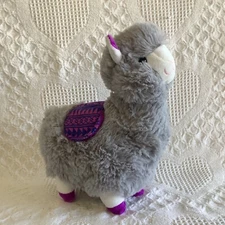 Kellytoy Llama Alpaca Grey Pink/Blue Blanket Saddle 12" Soft Plush Stuffed Toy