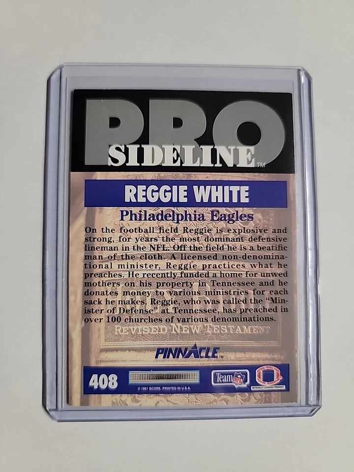 1991 Pinnacle Reggie White #408 Philadelphia Eagles Mint Football Card  - Image 2 of 2