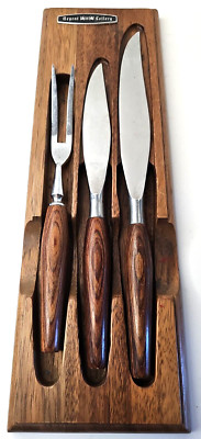 Regent Cutlery Knife Fork Set MCM Danish Wood Rack Display Japan 3 Pieces