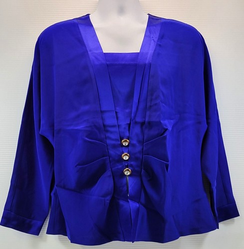 Vintage Bassonelli Blue Women Party 2-Piece Skirt Suit Set Size 16 - Picture 5 of 15