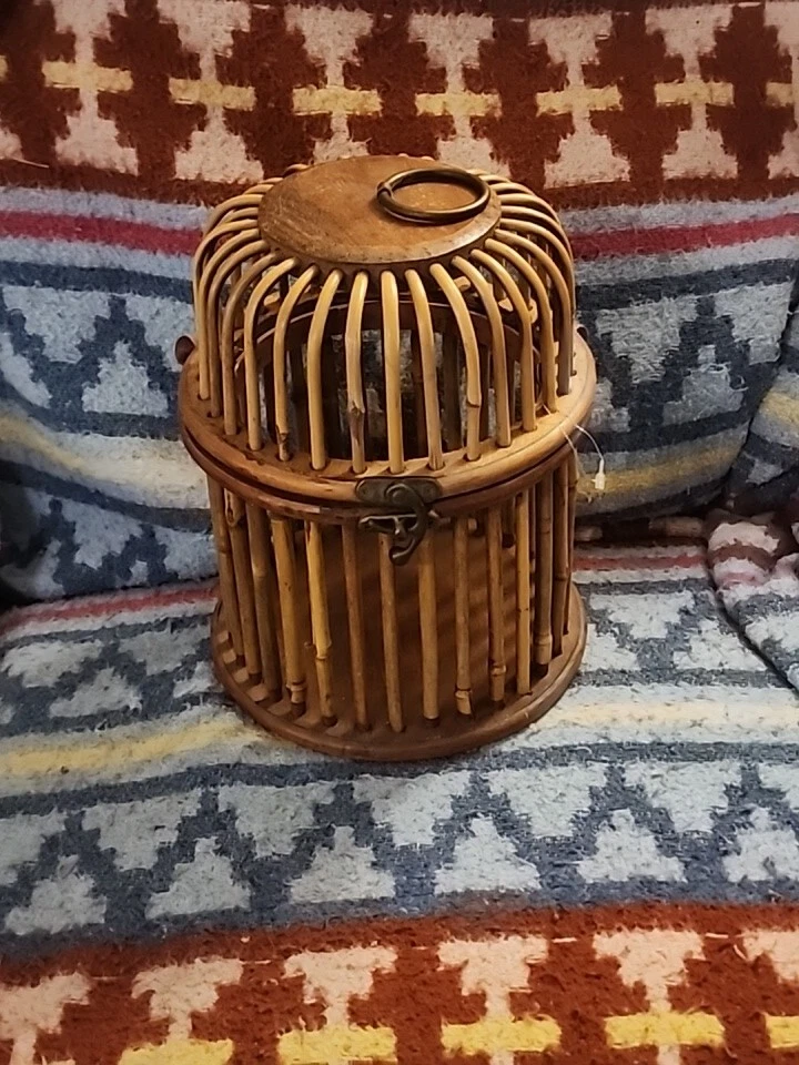 Boho Vintage Bamboo Rattan bird cage (decorative)