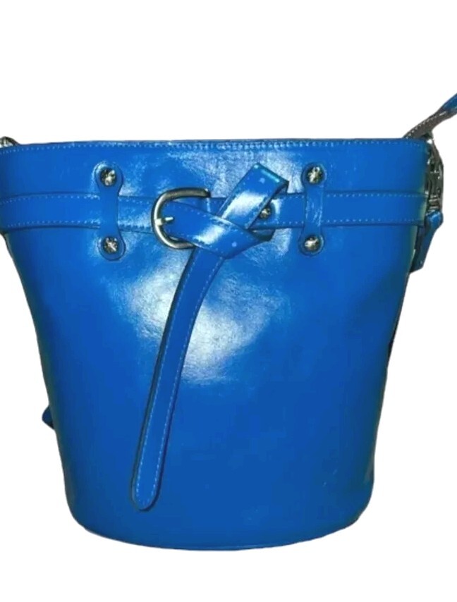 Patricia Nash Blue Leather Bucket Bag Patricia Nash Ledra Bucket CARIBBEAN BLUE | Mercari main image 4